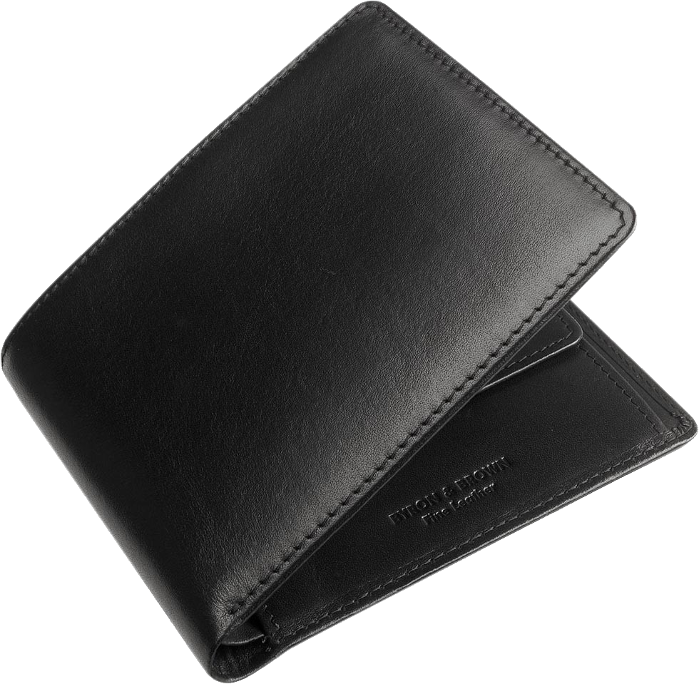 Black Leather Bifold Wallet PNG
