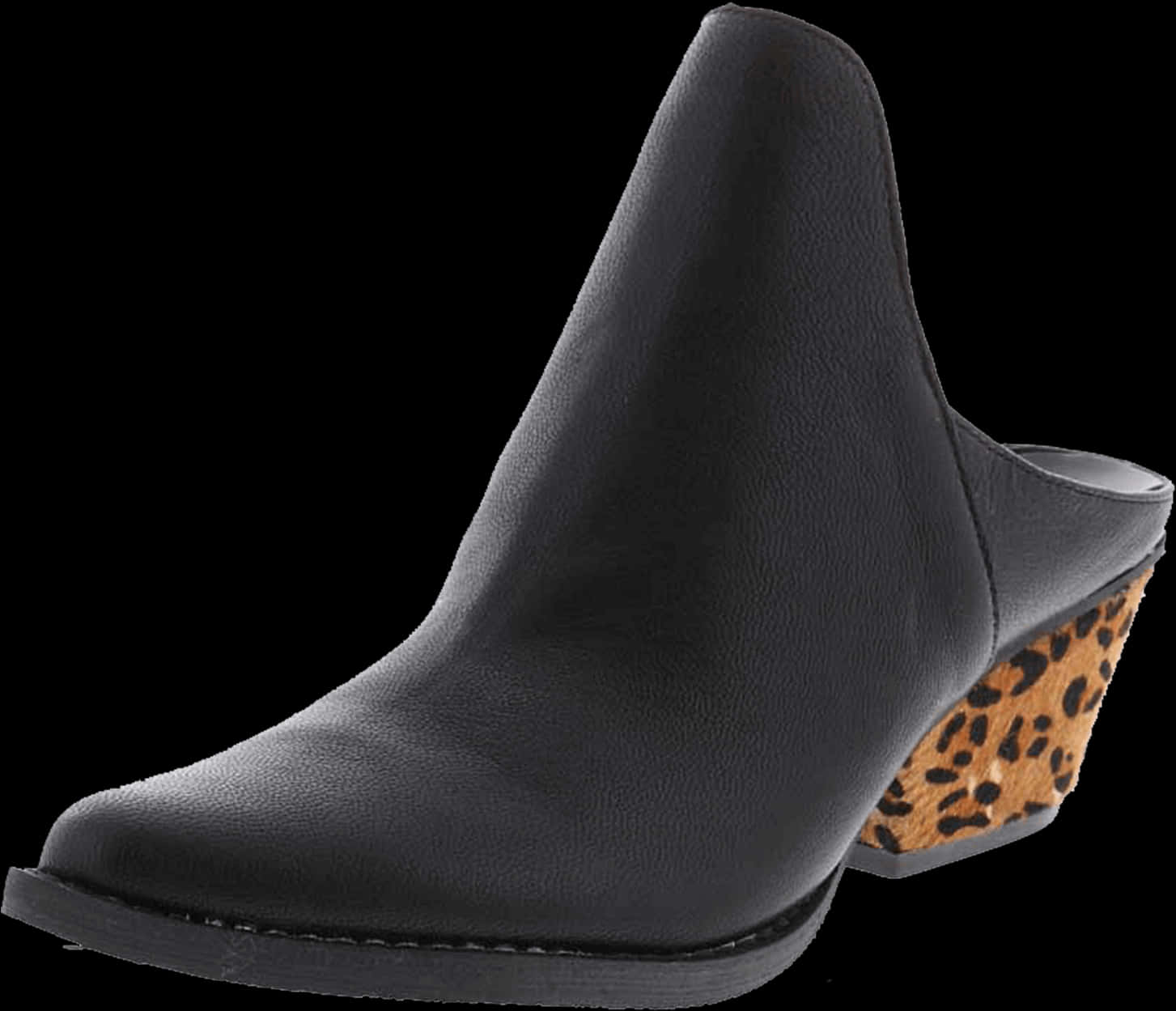 Black Leather Cheetah Print Heel PNG