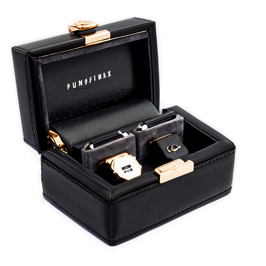 Black Leather Cufflink Box Png Ugx5 PNG