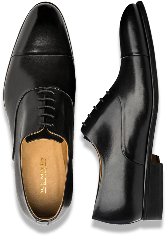 Black Leather Dress Shoes Topand Side View PNG