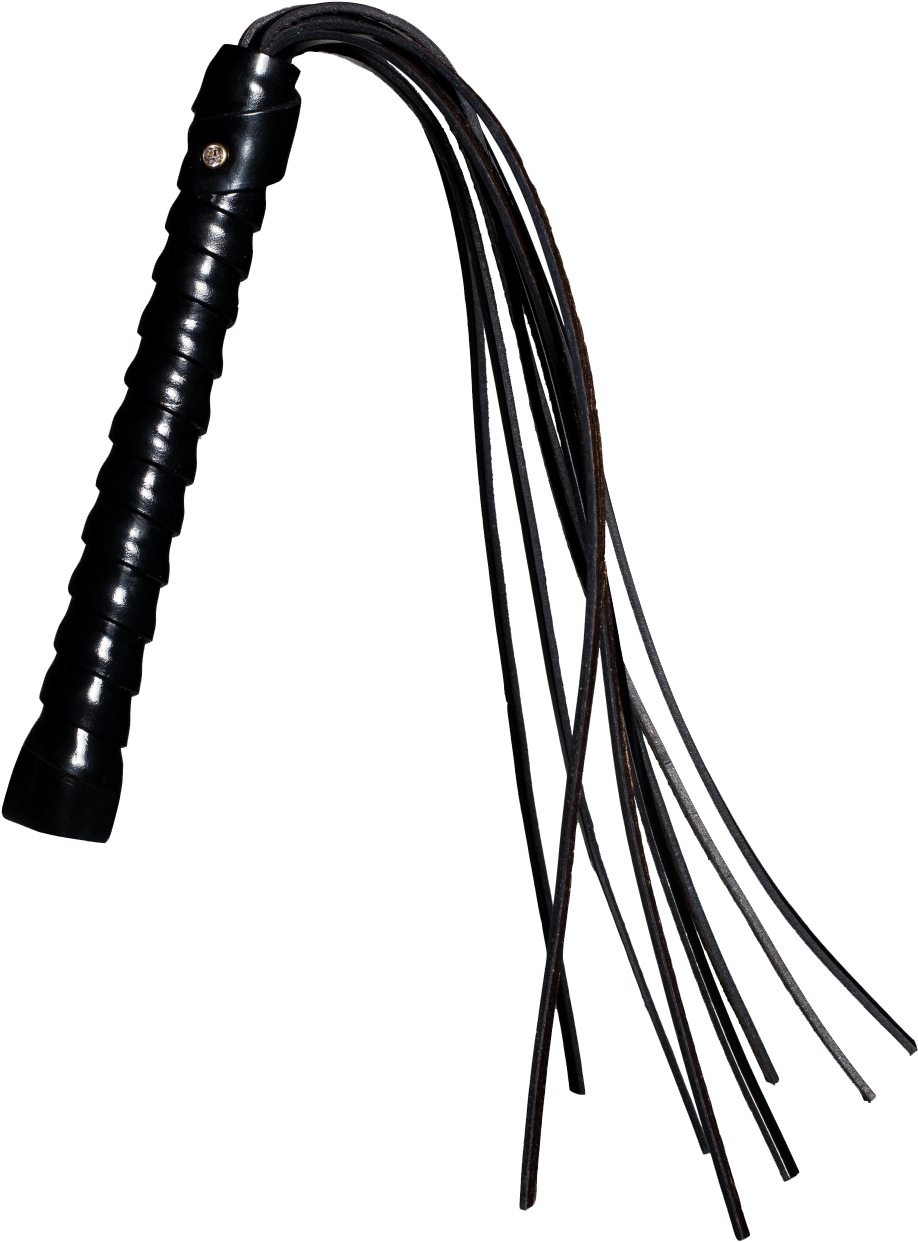 Black Leather Flogger Whip PNG