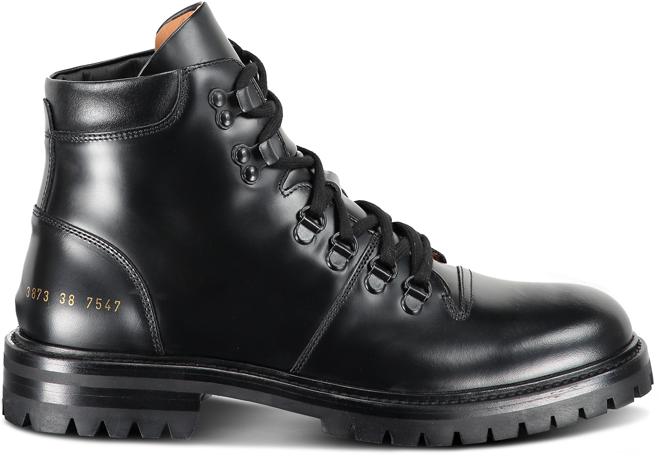 Black Leather Hiking Boot PNG