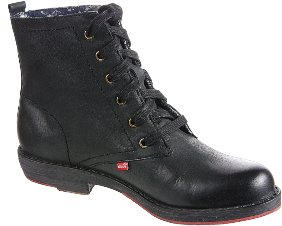 Black Leather Lace Up Boot PNG