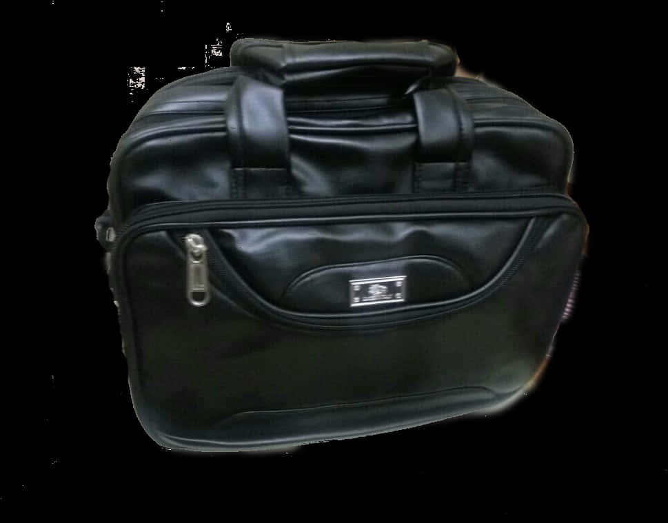 Black Leather Ladies Handbag PNG