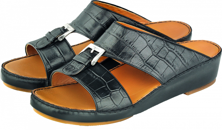 Black Leather Mens Sandals PNG