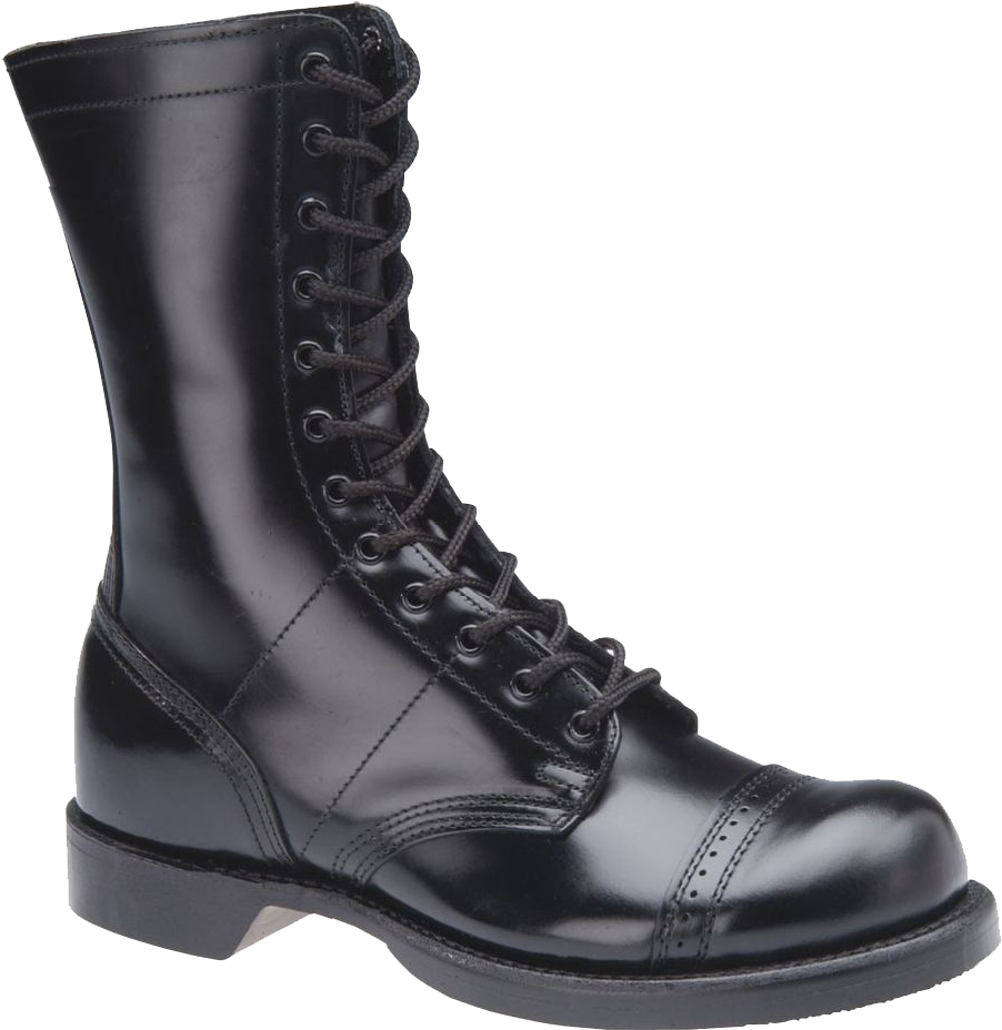 Black Leather Military Boot PNG