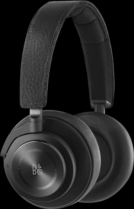 Black Leather Over Ear Headphones PNG
