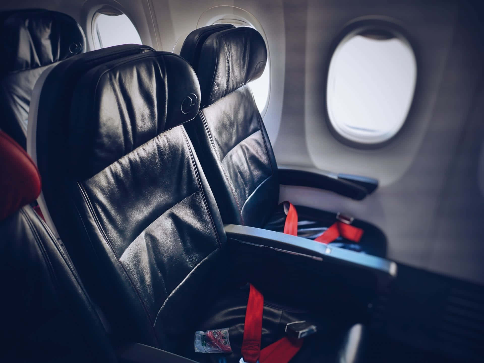 Black Leather Seat Inside Airplane Wallpaper