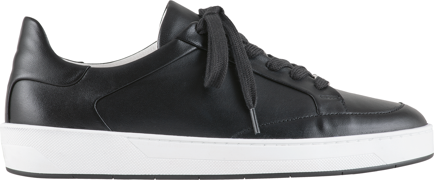 Black Leather Sneaker White Sole PNG