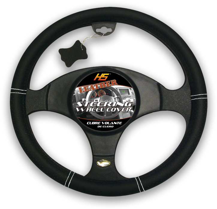 Black Leather Steering Wheel Cover PNG