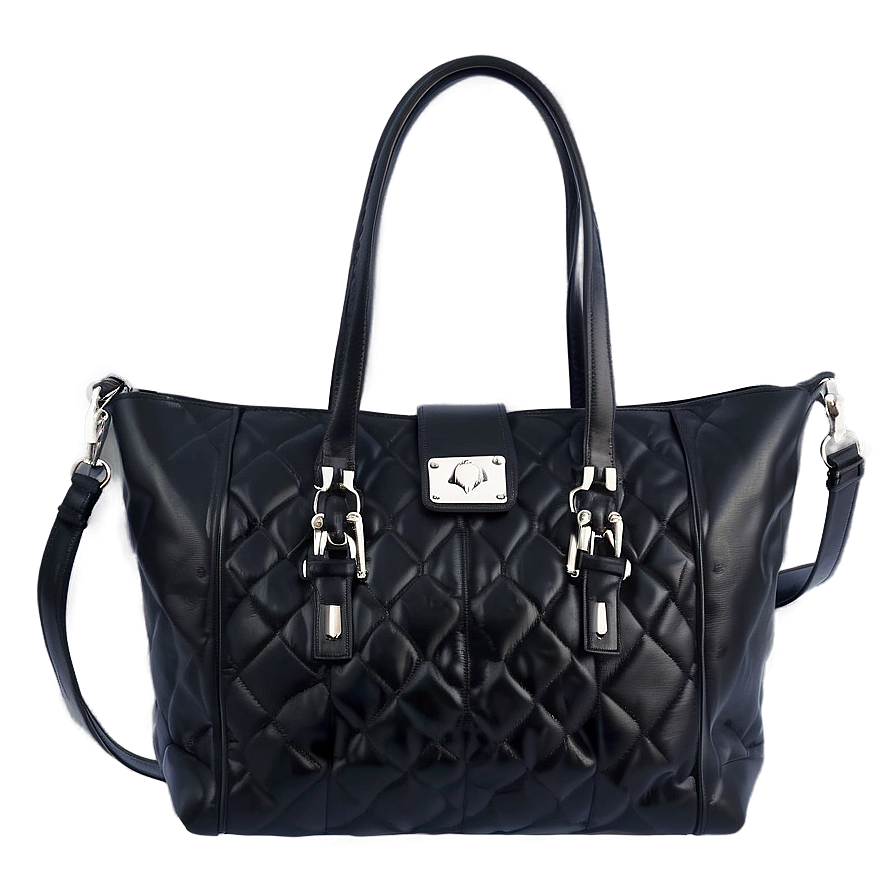 Black Leather Tote Bag Png 06252024 PNG