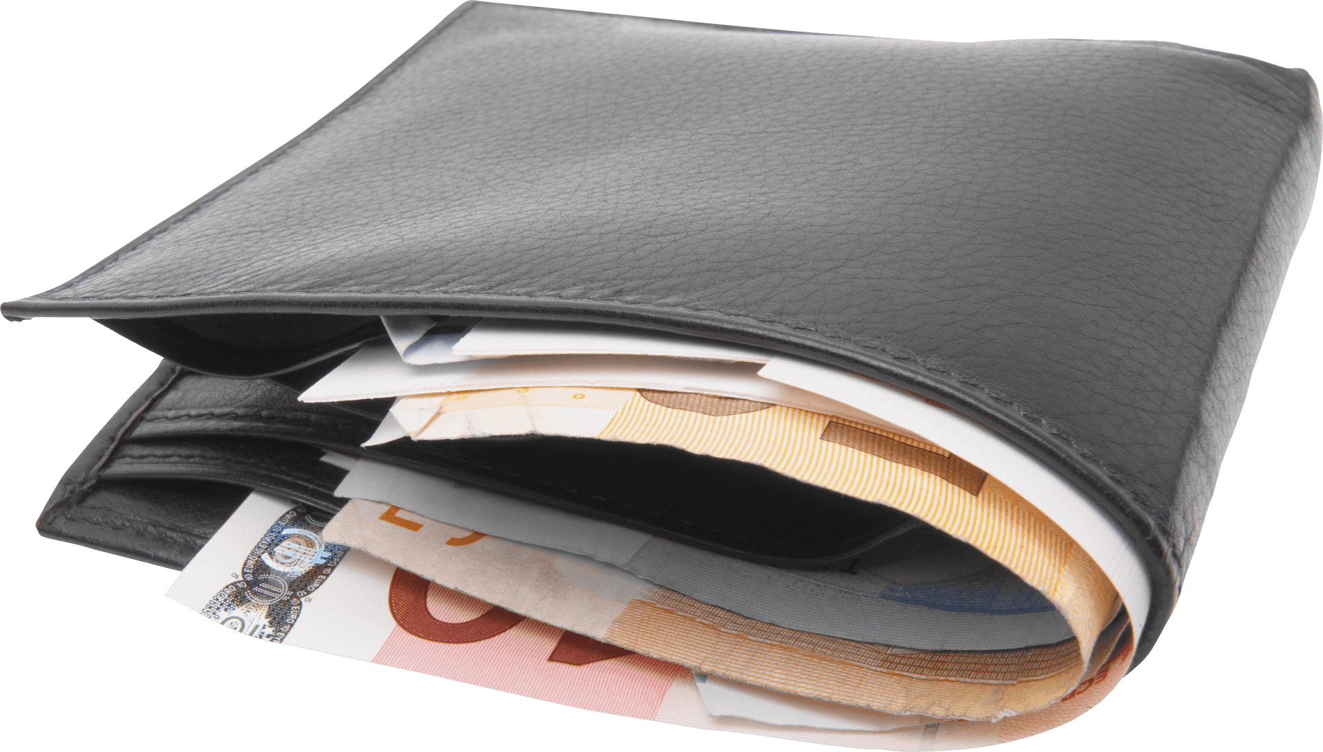 Black Leather Wallet With Cash PNG