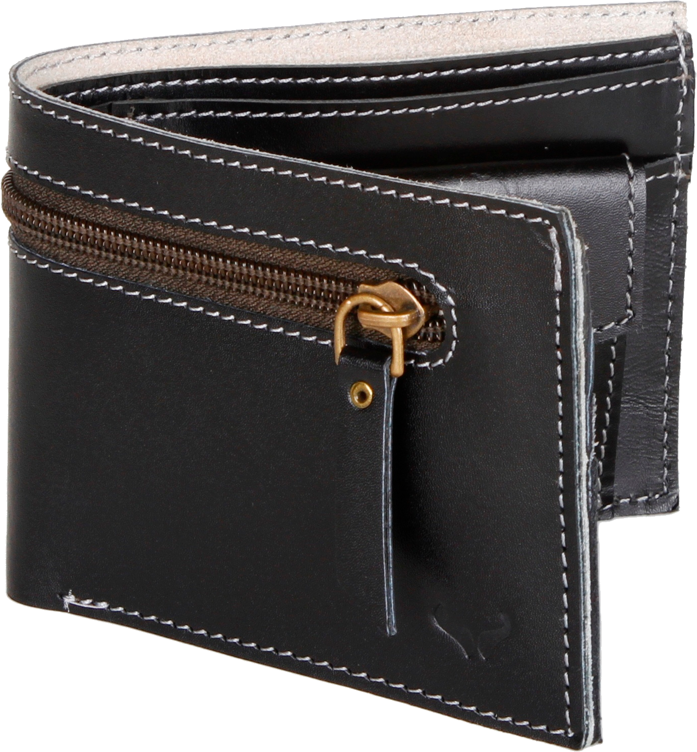Black Leather Walletwith Zipper PNG