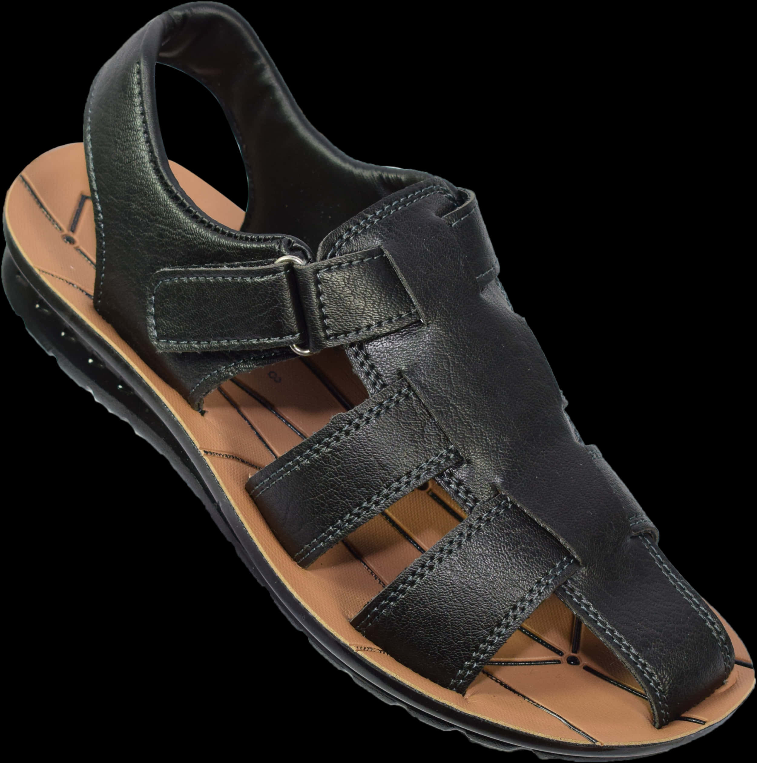 Black Leather Womens Sandal PNG