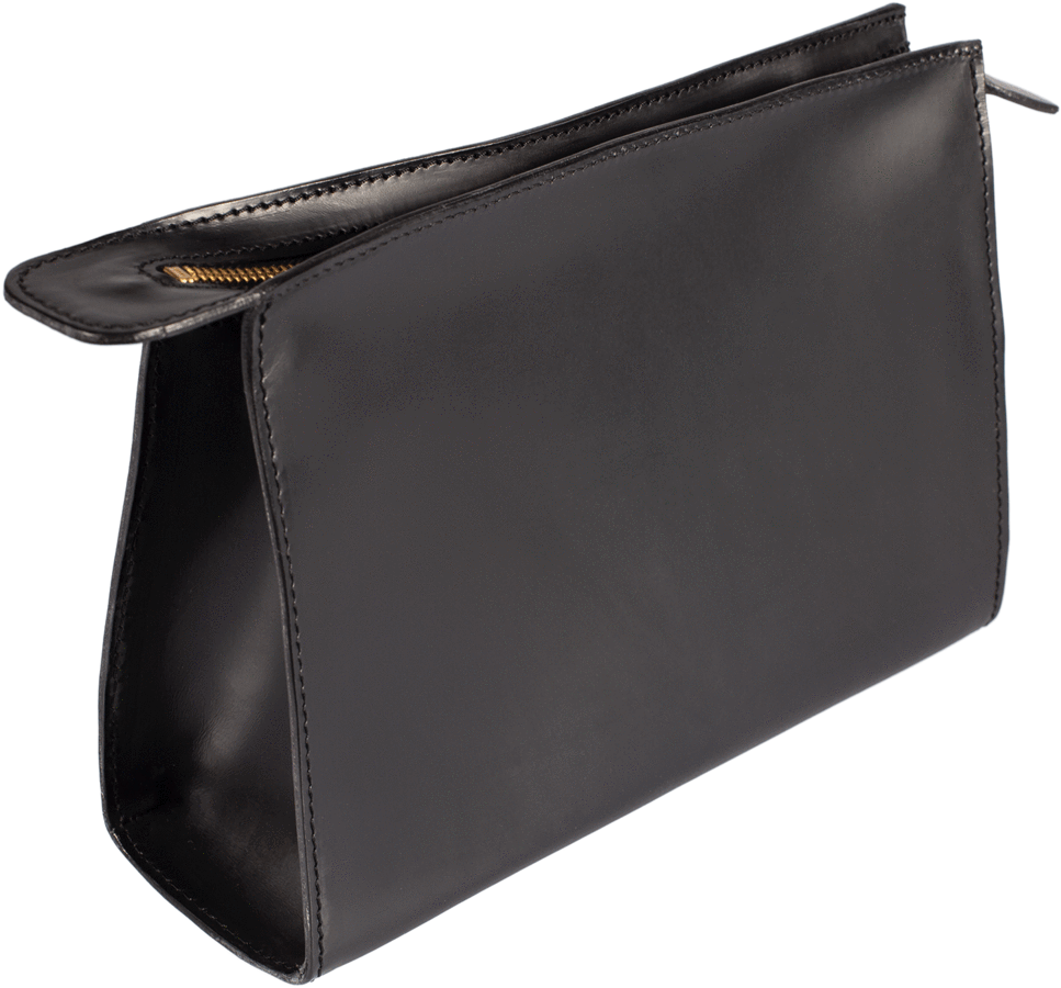 Black Leather Zippered Wallet PNG