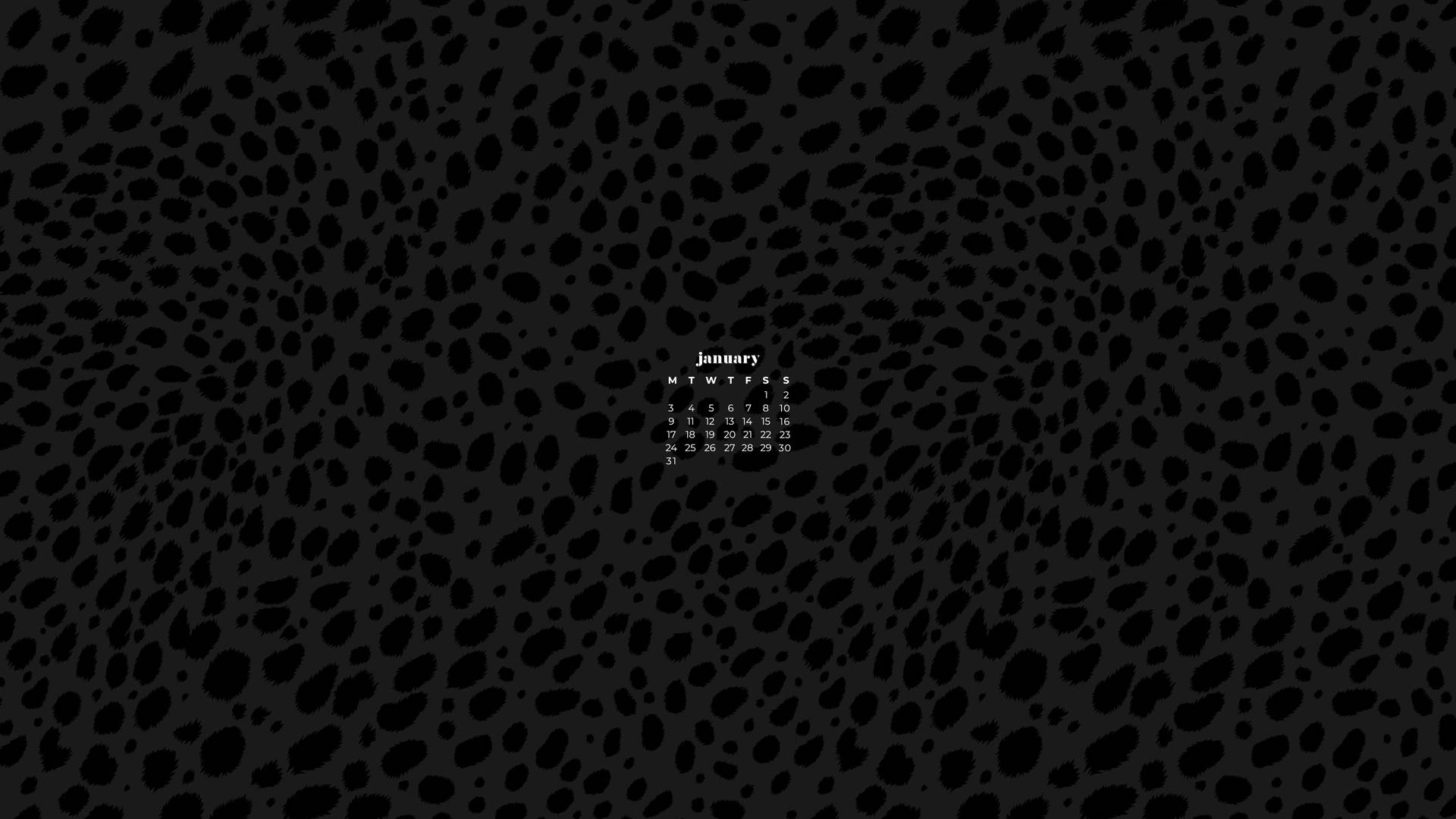 Estampadode Leopardo Negro Calendario De Enero 2022. Fondo de pantalla