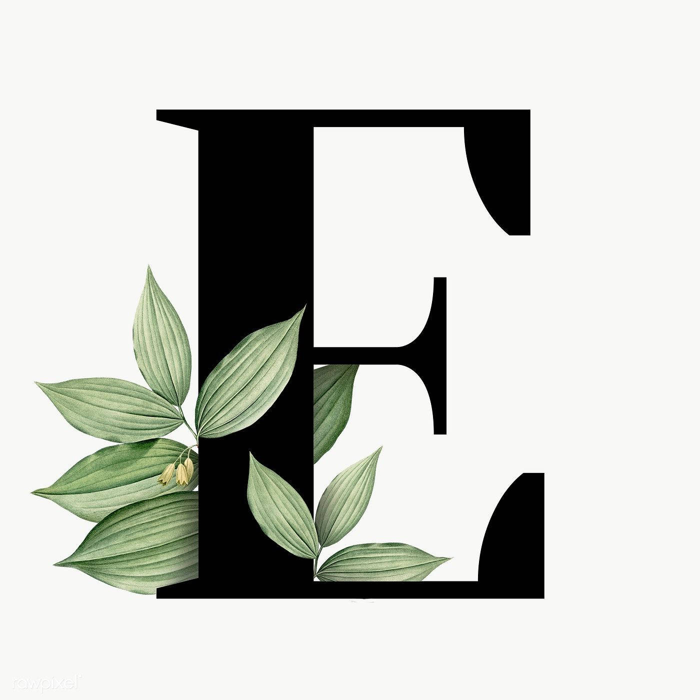 Black Letter E With Leaves