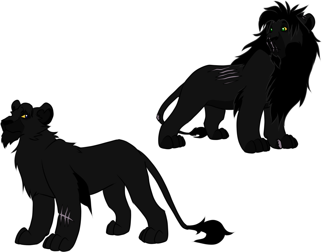 Black Lions Illustration PNG