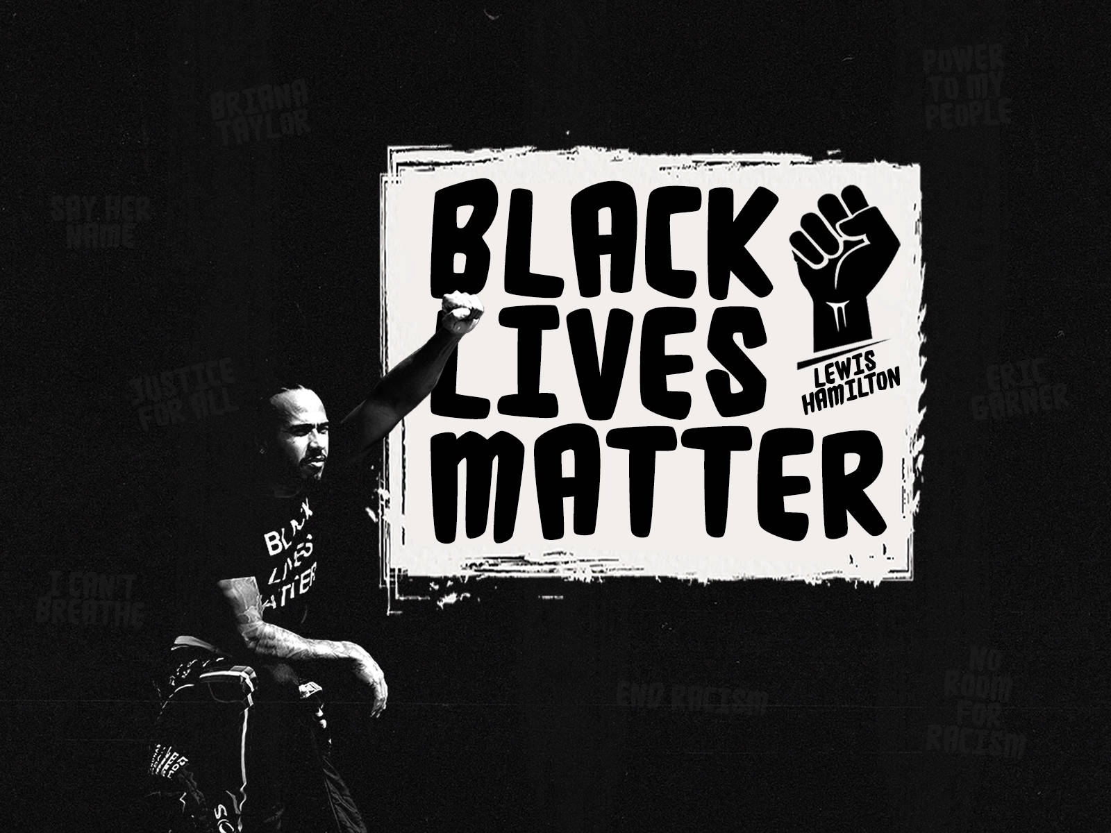 Lewis Hamilton Raises Fist in Black Lives Matter Solidarity Wallpaper