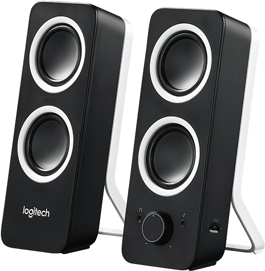 Black Logitech Desktop Speakers PNG