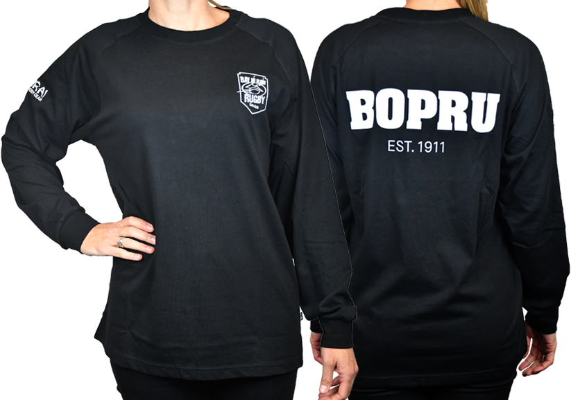 Black Long Sleeve Rugby Shirt B O P R U PNG