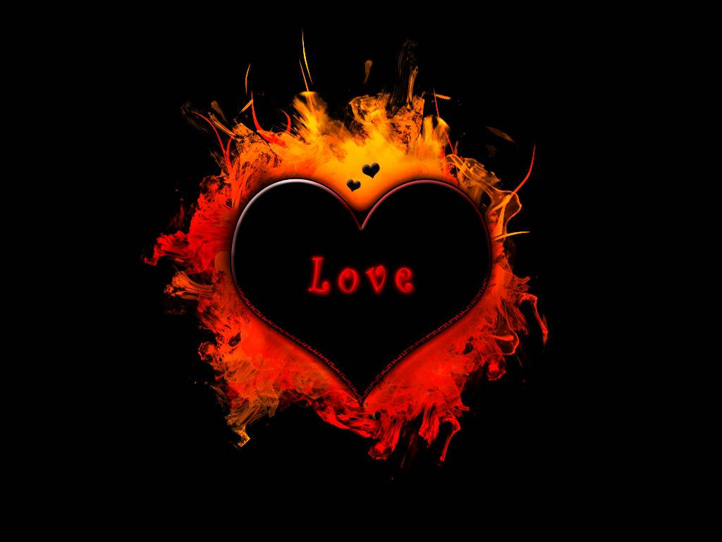 Black Love Blazing Heart Wallpaper