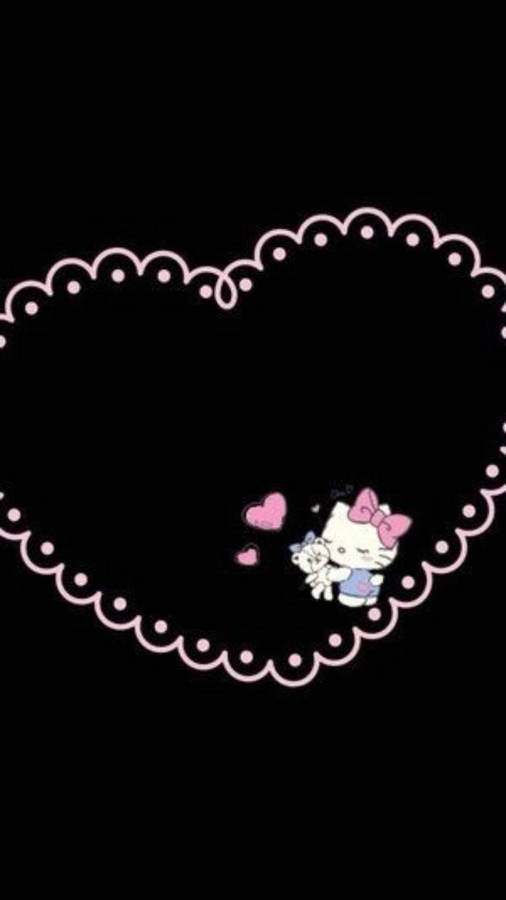 Black Love Hello Kitty Heart Wallpaper