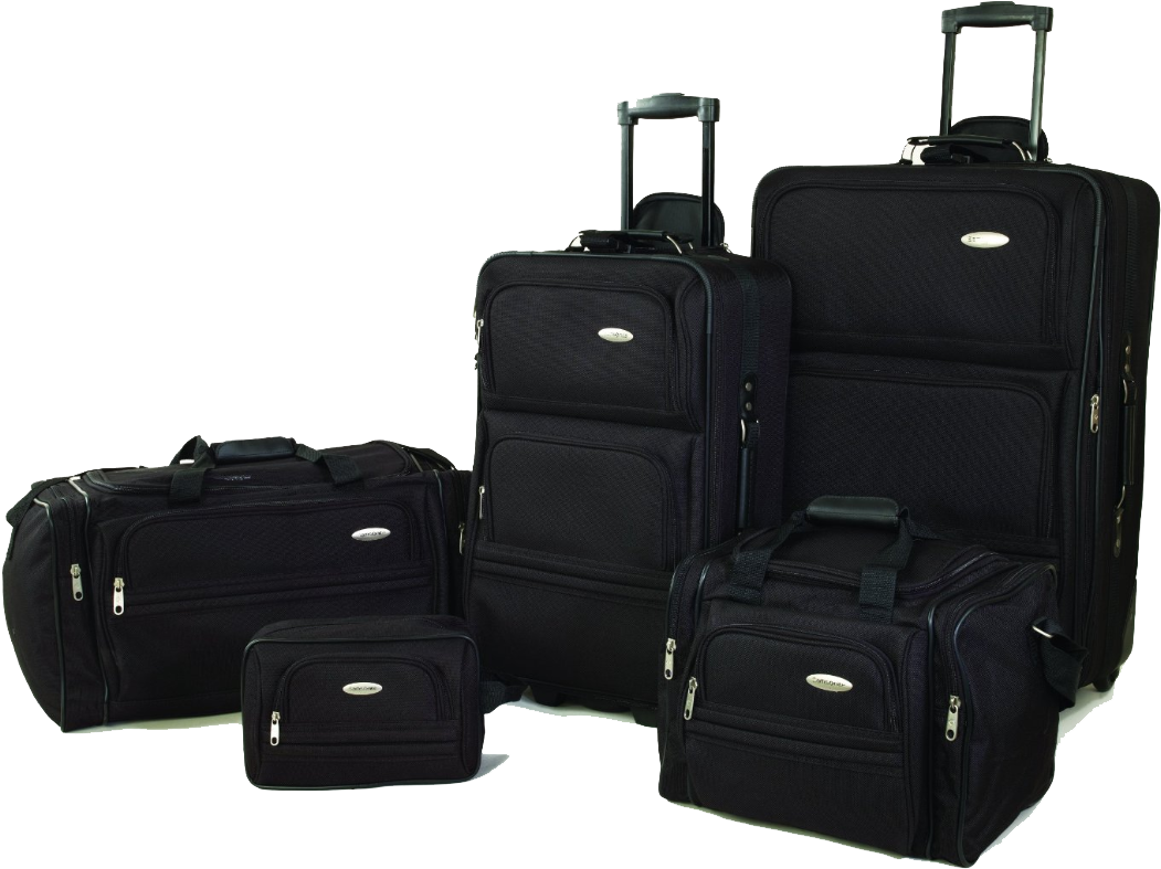 Black Luggage Set Collection PNG