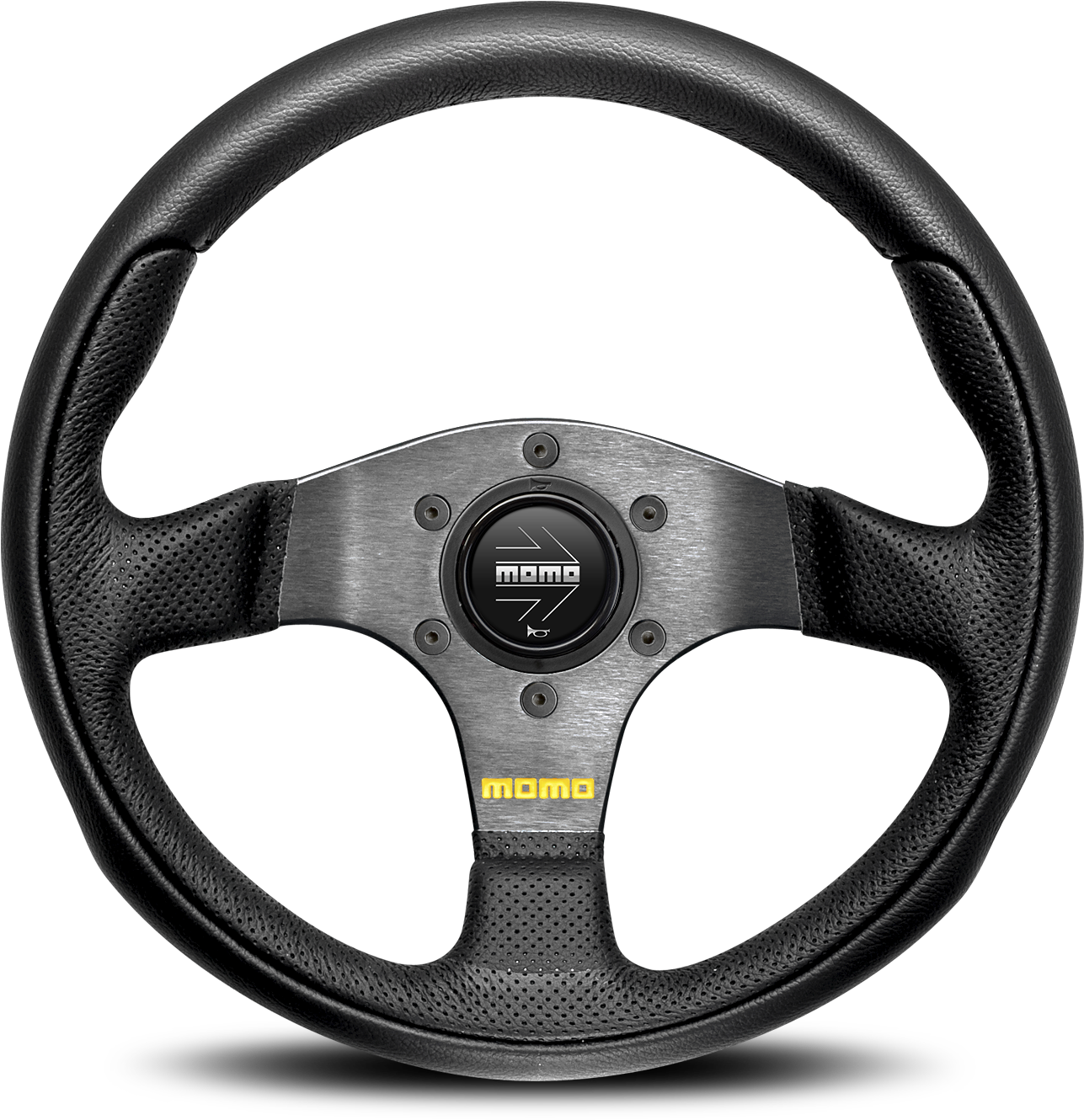 Black M O M O Racing Steering Wheel PNG