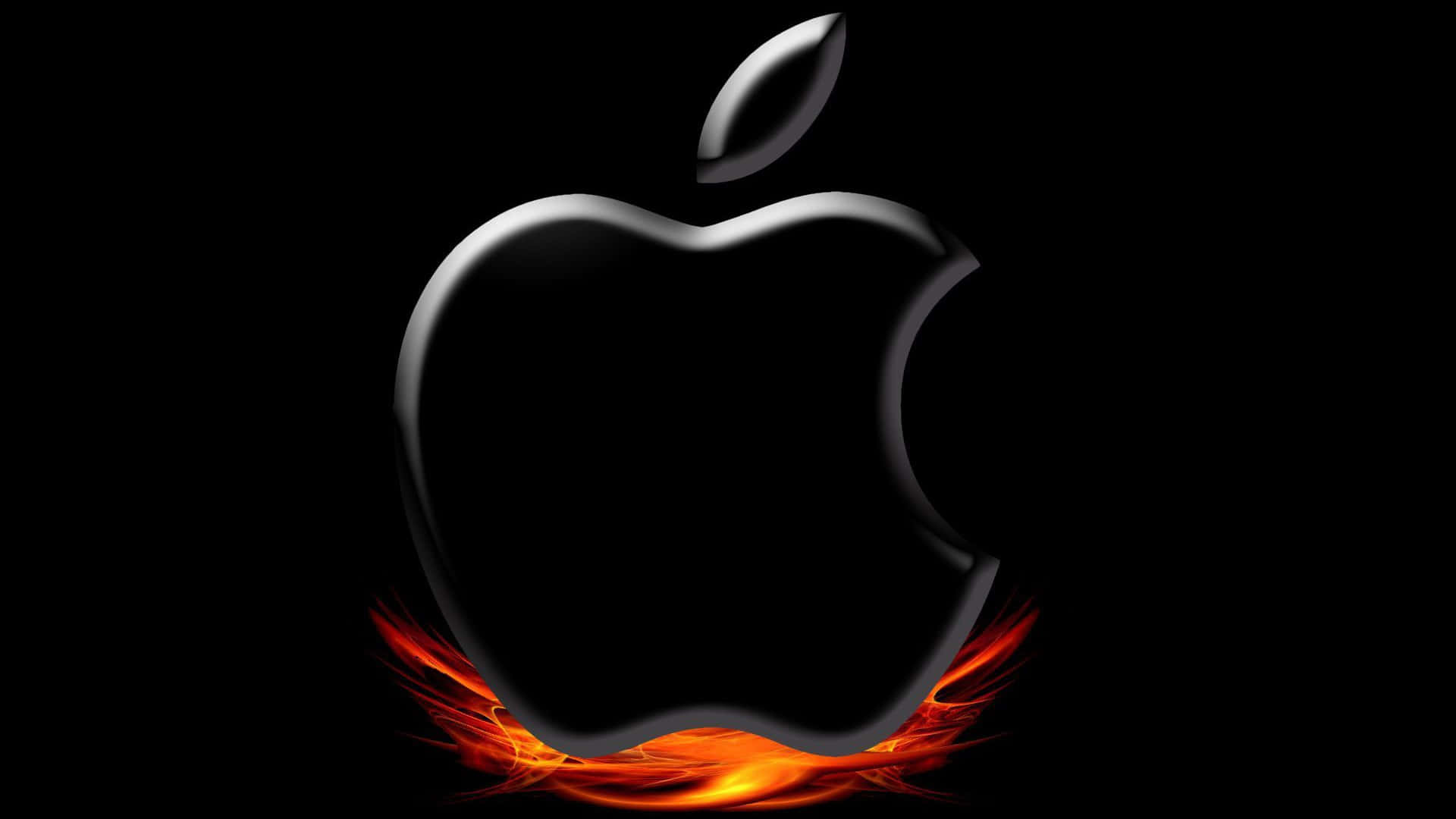 Apple Logo In Flames On A Black Background Wallpaper