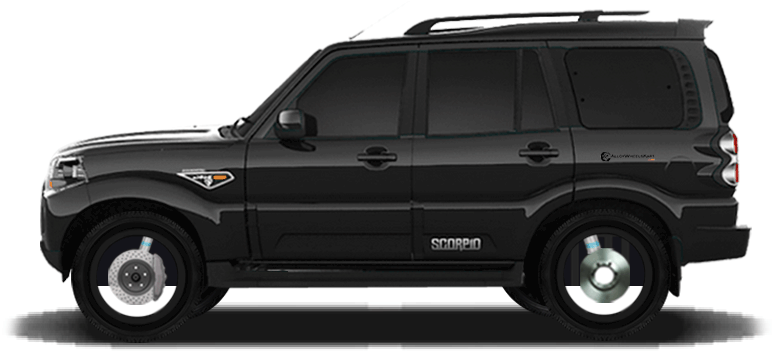 Black Mahindra Scorpio S U V Side View PNG