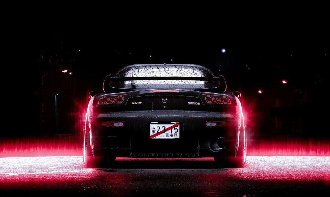Black Mazda Rx 7 With Neon Light Wallpaper