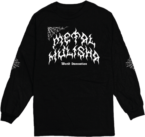 Black Metallica World Domination Long Sleeve Shirt PNG