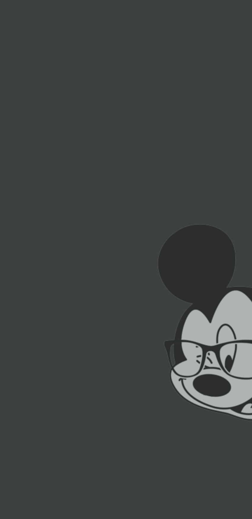A Cartoon Mouse With Glasses And A Black Background Wallpaper