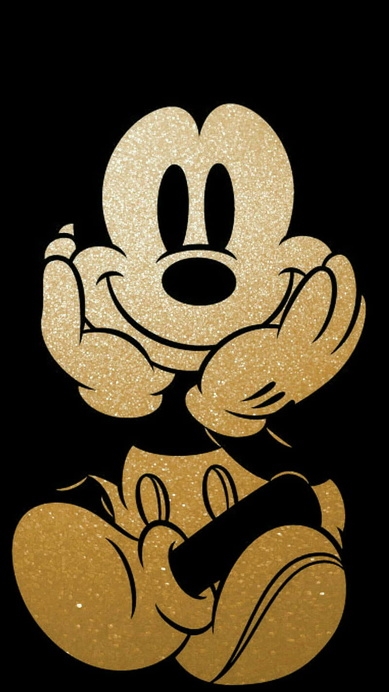 Mostrail Tuo Stile Disney Con Un Telefono Nero Mickey Mouse. Sfondo