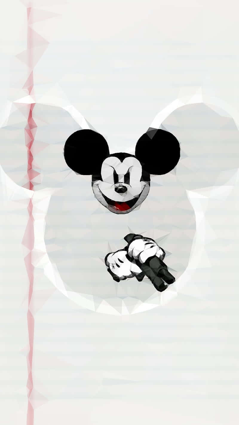Mickey Mouse på papir med blyant. Wallpaper