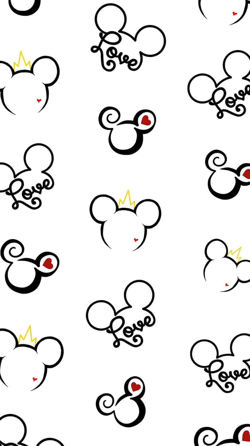 Mickey Mouse-telefon i stilfuld sort finish Wallpaper