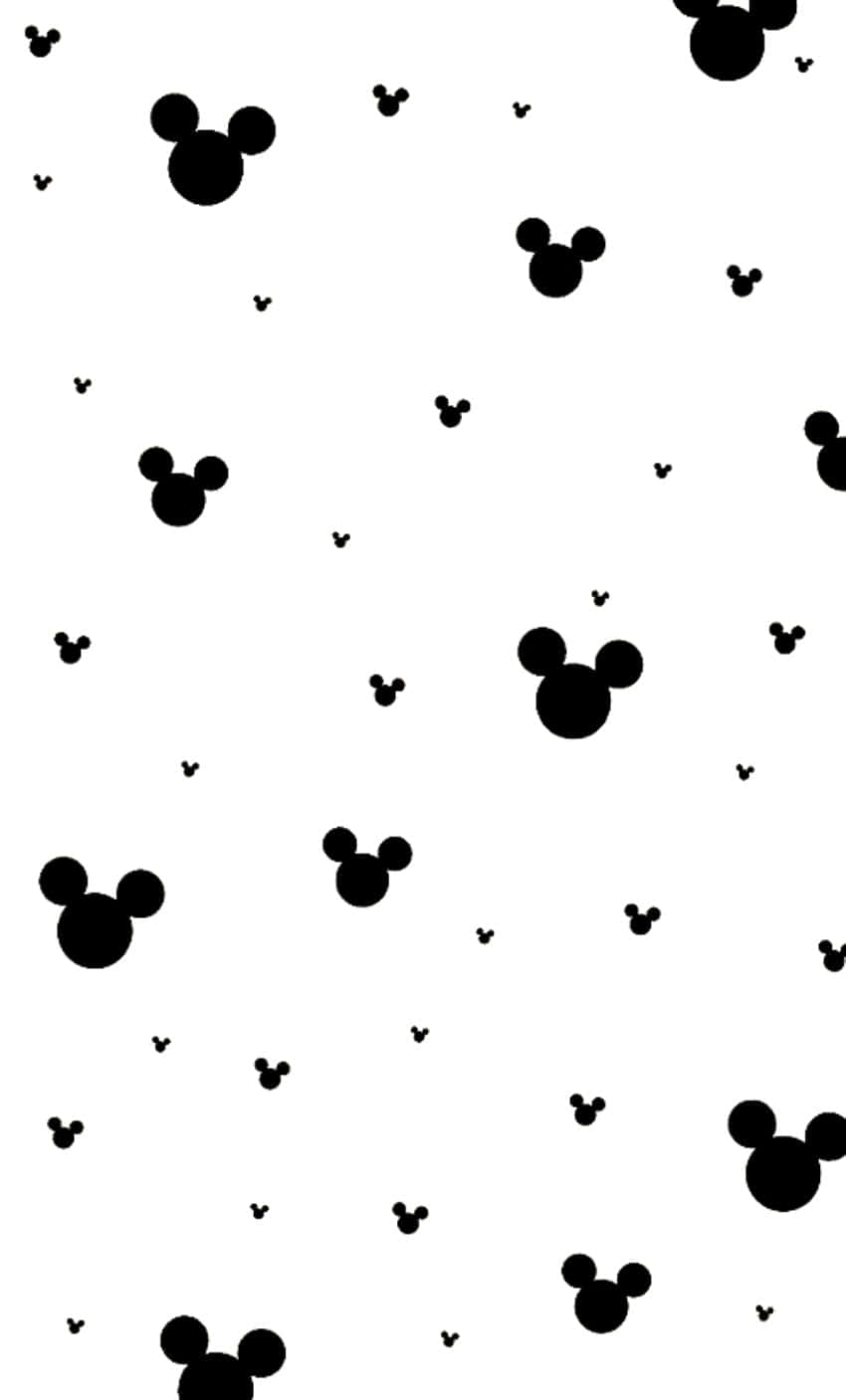 Mickey Mouse Pattern On White Background Wallpaper