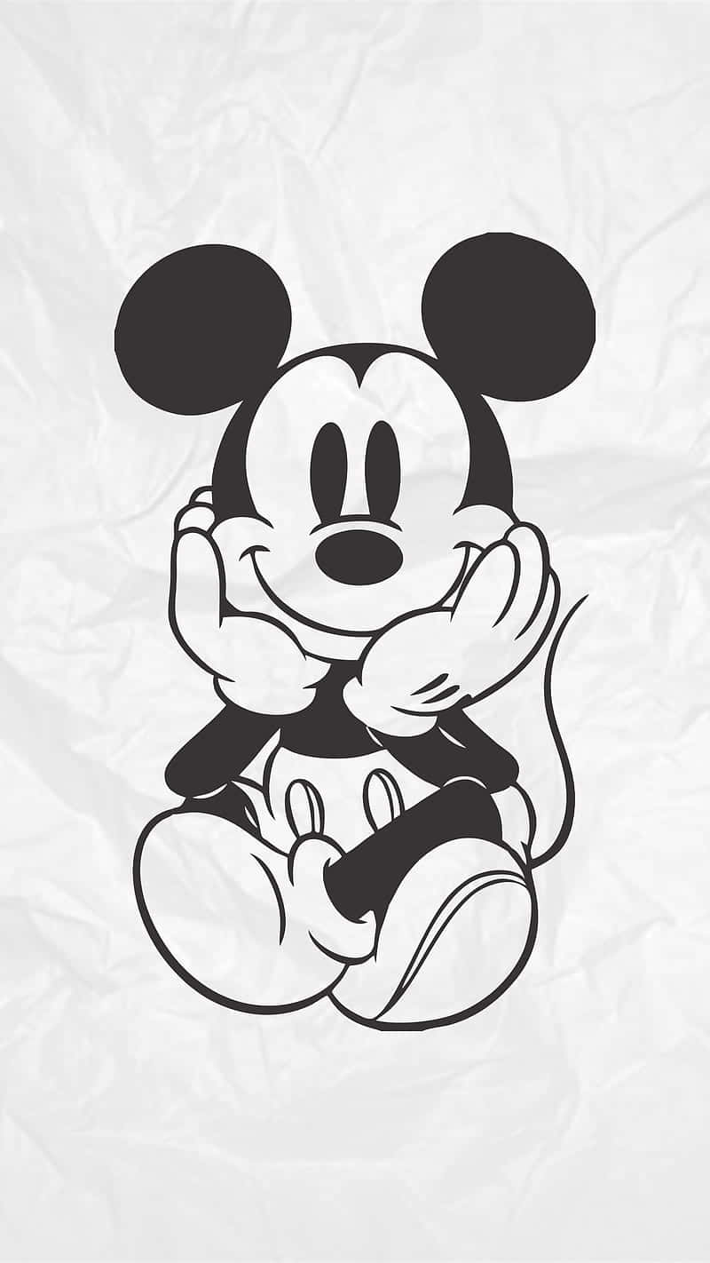 Bleibensie Mit Ihrem Lieblings-disney-charakter Verbunden Mit Diesem Neuen Schwarzen Mickey Mouse Handy! Wallpaper