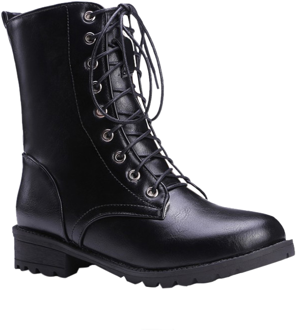 Black Military Combat Boot PNG