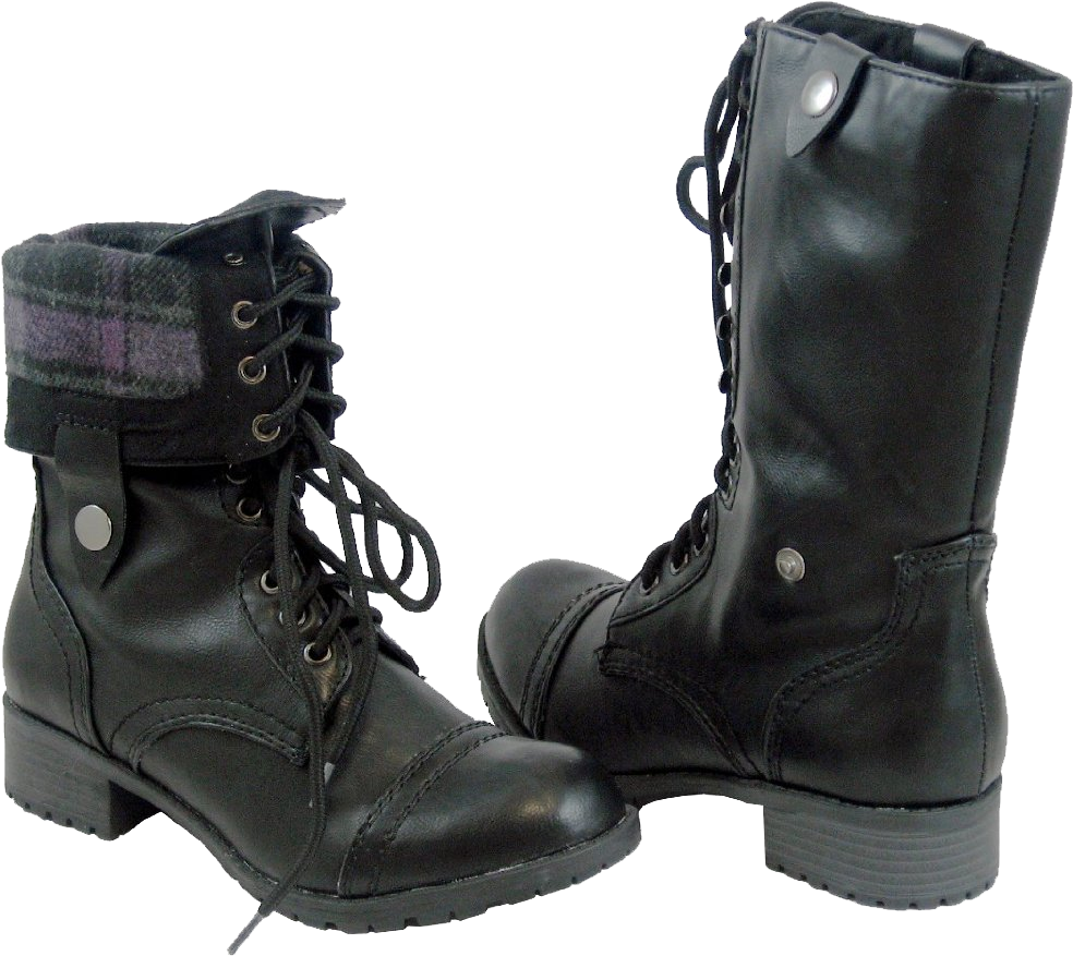 Black Military Combat Boots PNG