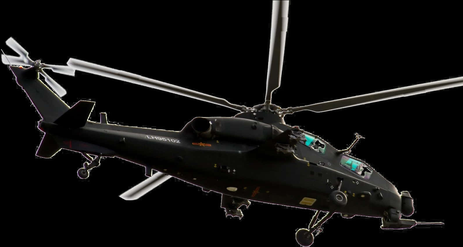 Black Military Helicopter Silhouette PNG
