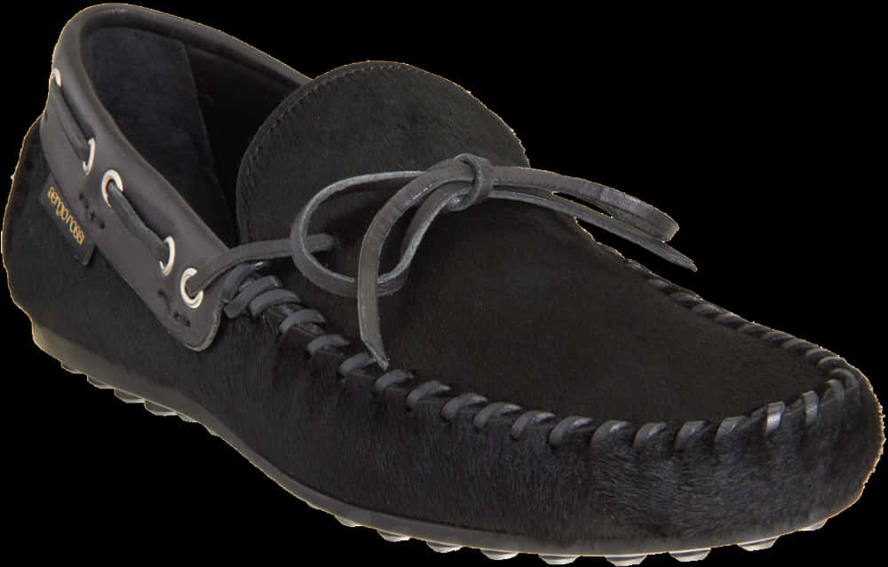 Black Moccasin Shoe Side View PNG