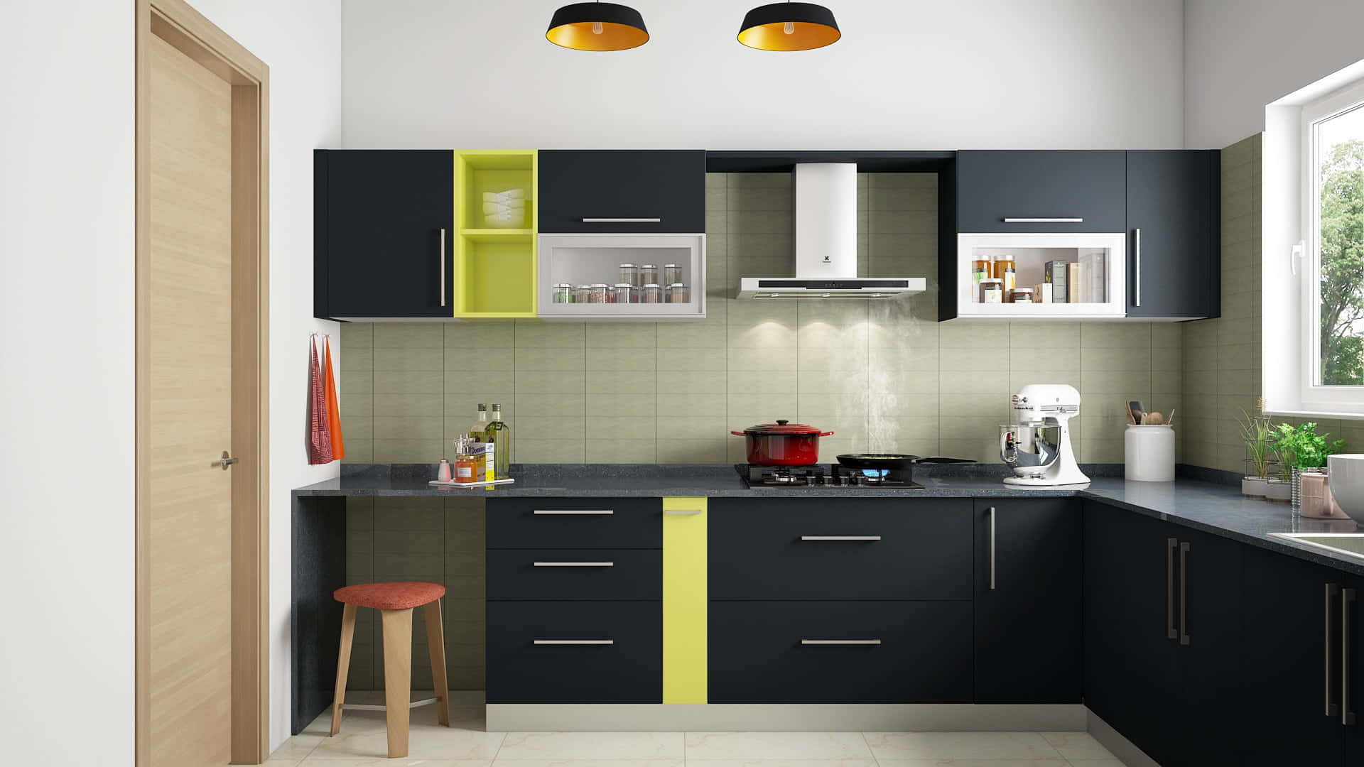 Black Modular Kitchen 3d Model Picture