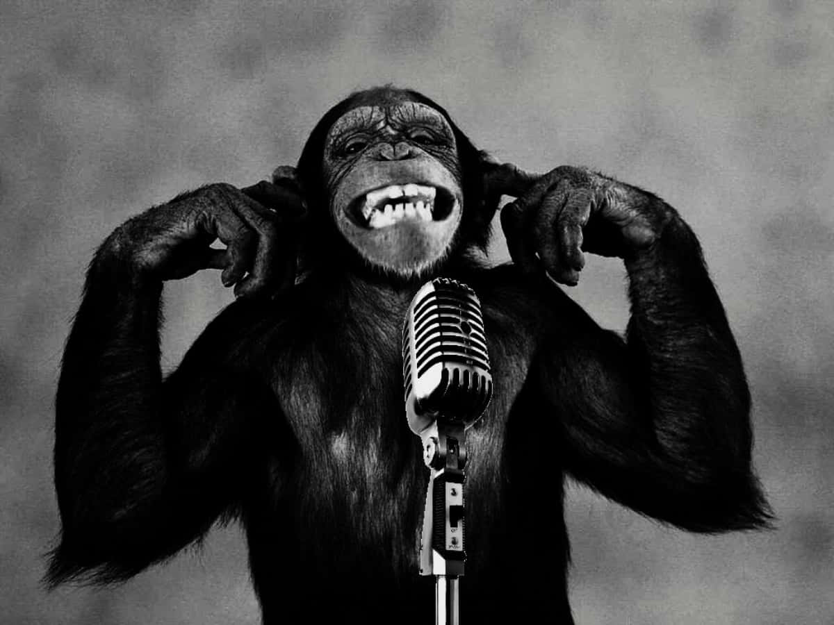 Imagenretro De Un Mono Negro Cantando