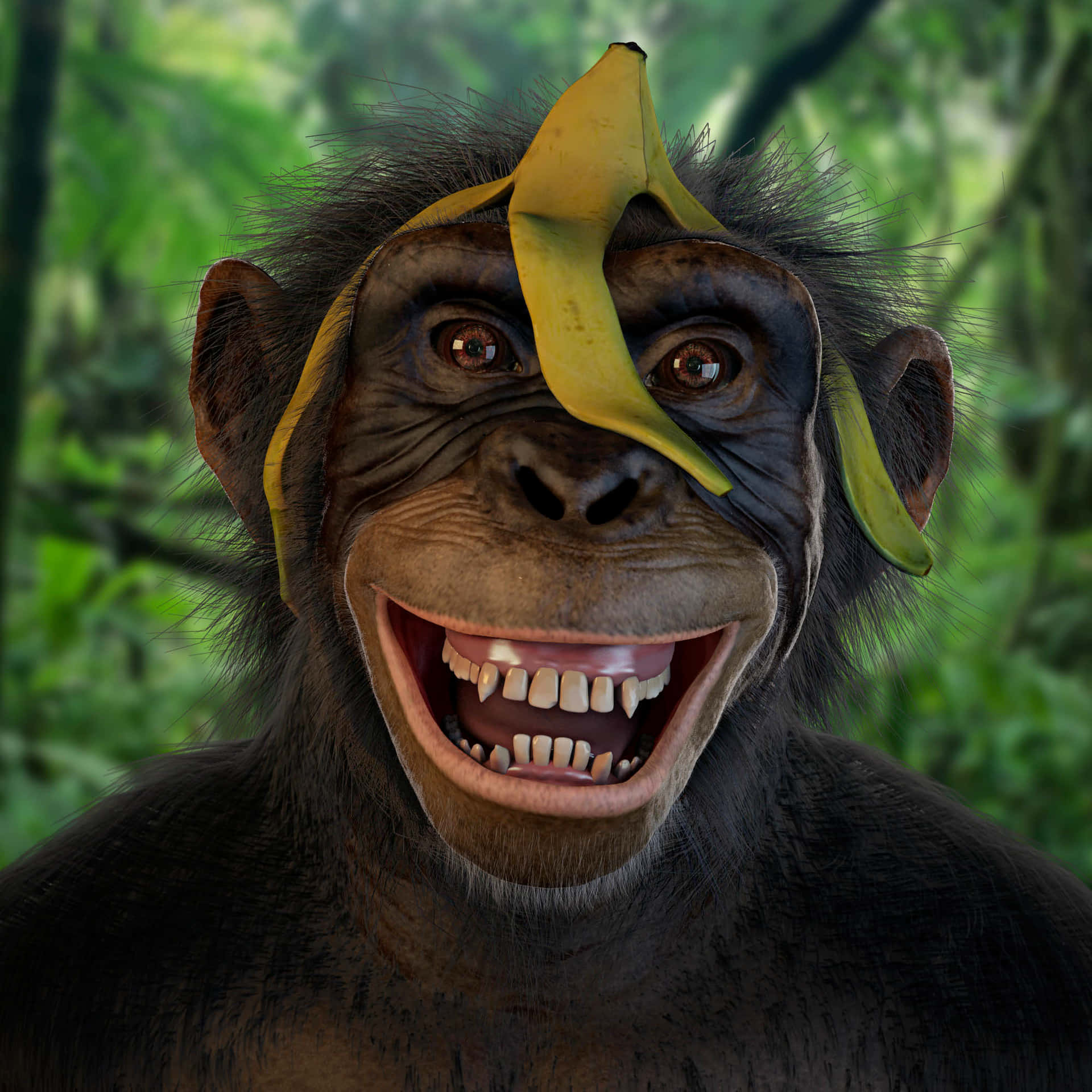 Imagende Un Chimpancé Con Plátano, Mono Negro.