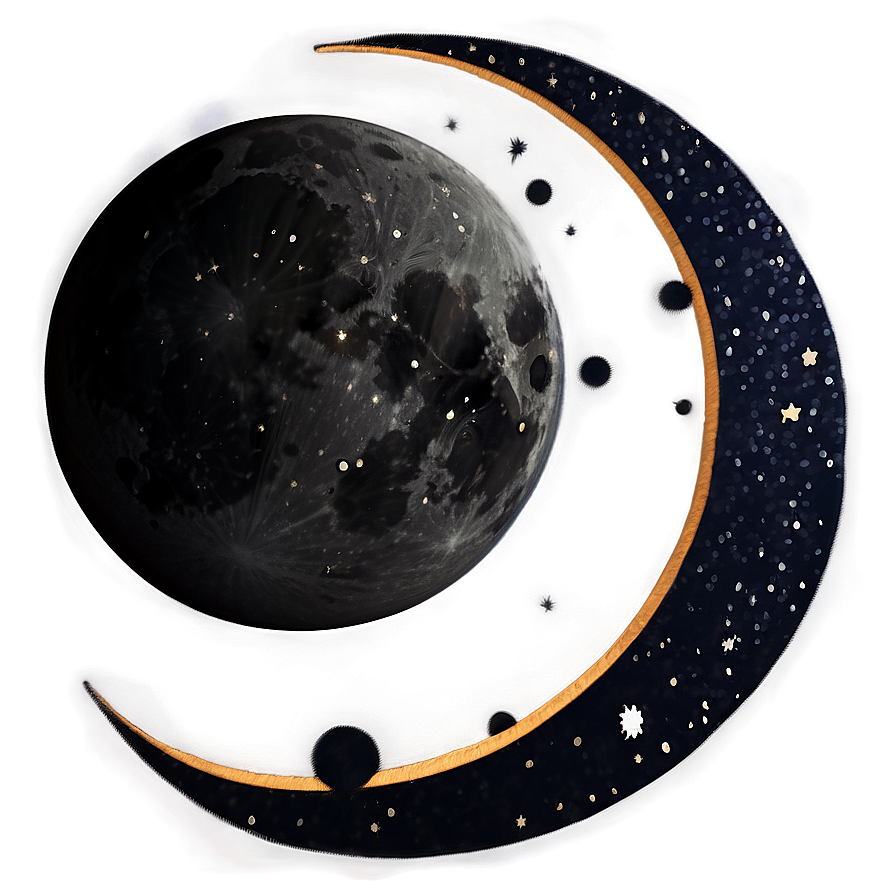 Black Moon And Constellations Png 06252024 PNG