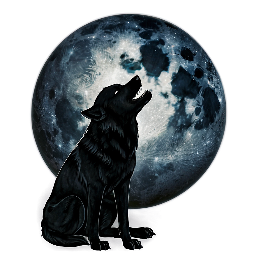 Black Moon And Wolf Png 06252024 PNG