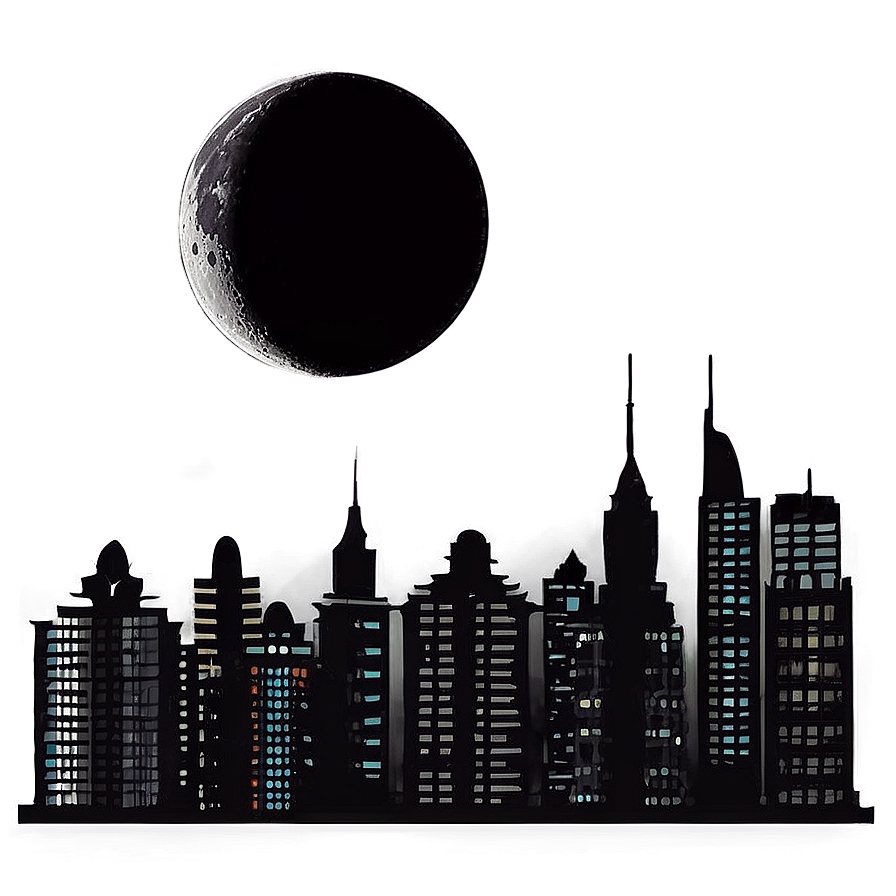 Black Moon Over City Png Rnq PNG