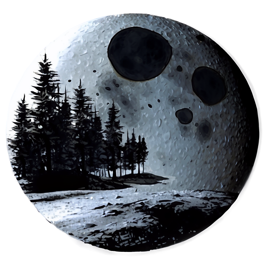 Black Moon Silhouette Landscape Png Sjw15 PNG